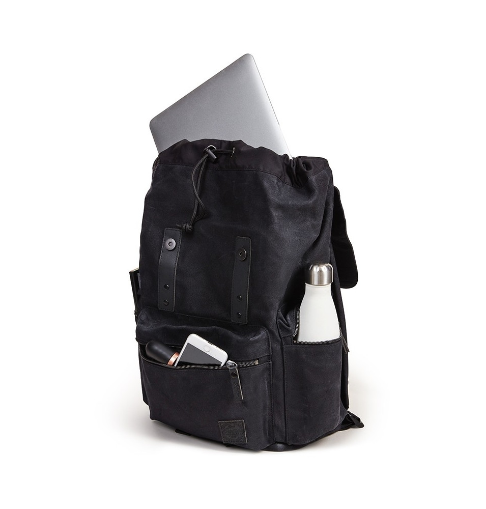 WAXED CANVAS BACKPACK,BLACK